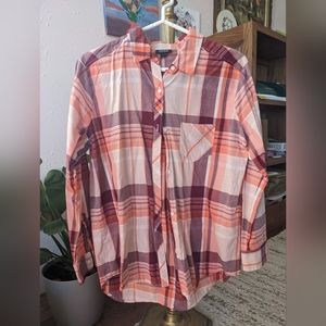 Medium a.n.a coral plaid button fown